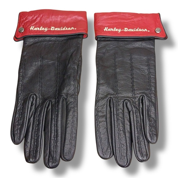 XL Womens Harley Davidson Motorcycle Soft Leather Gloves Embroidered - Picture 1 of 16